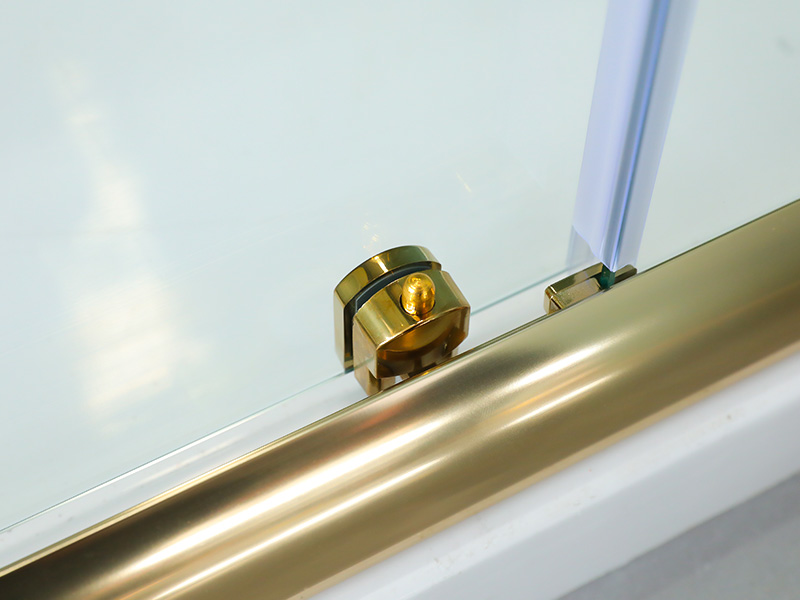 KARE Sürgülü Duş Kabini, Baskılı Şeffaf Temperli Cam, Altın Alüminyum Profil, Çift Delikli Kulp, Tepsili KARE Sürgülü Duş Kabini, Baskılı Şeffaf Temperli Cam, Altın Alüminyum Profil, Çift Delikli Kulp, Tepsili