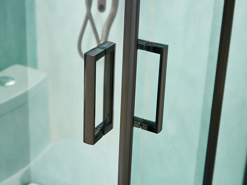 SQ Sürgülü Duş Kabini, Şeffaf Temperli Cam, Siyah Alüminyum Profil, Çift Delikli Kulp, Tepsili SQ Sürgülü Duş Kabini, Şeffaf Temperli Cam, Siyah Alüminyum Profil, Çift Delikli Kulp, Tepsili