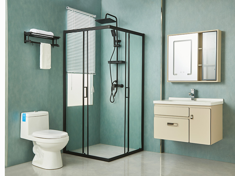 SQ Sürgülü Duş Kabini, Şeffaf Temperli Cam, Siyah Alüminyum Profil, Çift Delikli Kulp, Tepsili SQ Sürgülü Duş Kabini, Şeffaf Temperli Cam, Siyah Alüminyum Profil, Çift Delikli Kulp, Tepsili