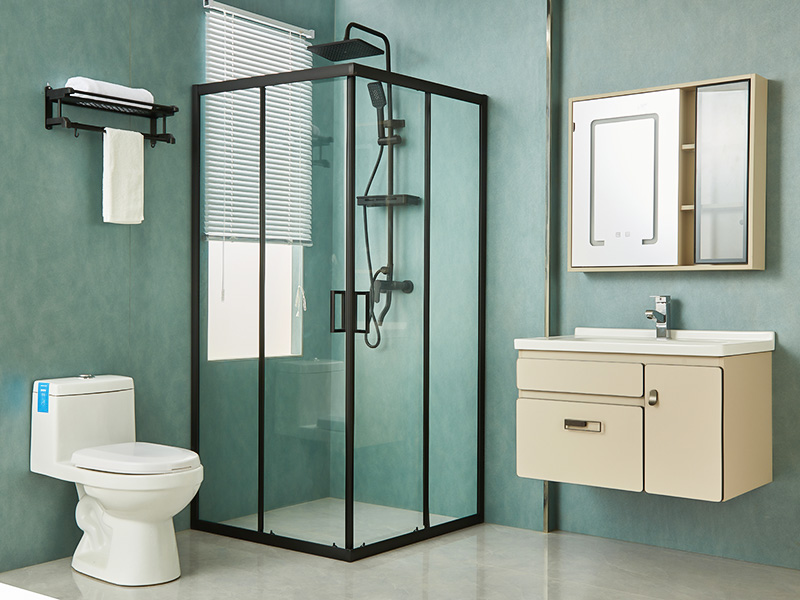 SQ Sürgülü Duş Kabini, Şeffaf Temperli Cam, Siyah Alüminyum Profil, Çift Delikli Kulp, Tepsili SQ Sürgülü Duş Kabini, Şeffaf Temperli Cam, Siyah Alüminyum Profil, Çift Delikli Kulp, Tepsili