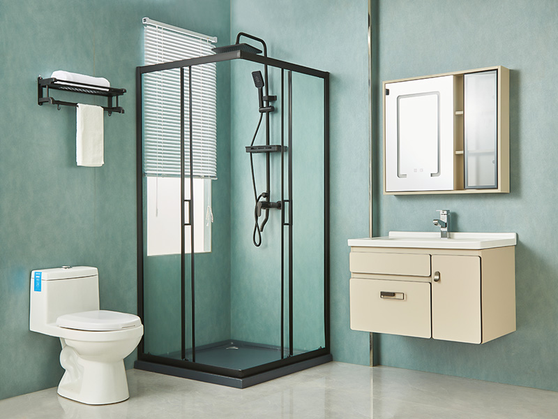 SQ Sürgülü Duş Kabini, Şeffaf Temperli Cam, Siyah Alüminyum Profil, Çift Delikli Kulp, Tepsili SQ Sürgülü Duş Kabini, Şeffaf Temperli Cam, Siyah Alüminyum Profil, Çift Delikli Kulp, Tepsili