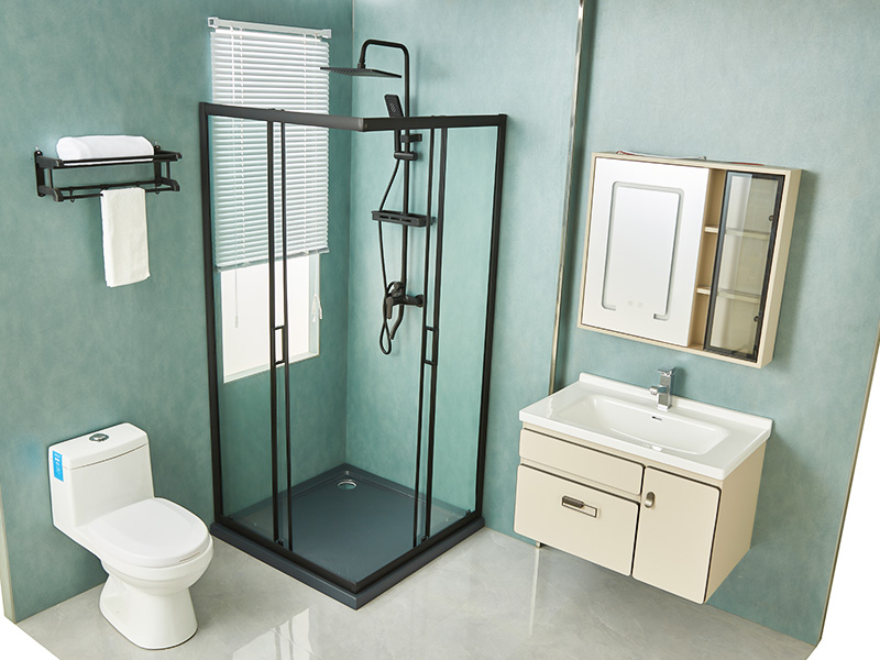 SQ Sürgülü Duş Kabini, Şeffaf Temperli Cam, Siyah Alüminyum Profil, Çift Delikli Kulp, Tepsili SQ Sürgülü Duş Kabini, Şeffaf Temperli Cam, Siyah Alüminyum Profil, Çift Delikli Kulp, Tepsili