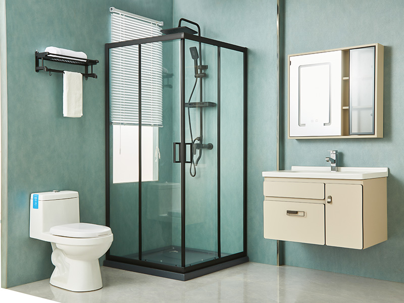 SQ Sürgülü Duş Kabini, Şeffaf Temperli Cam, Siyah Alüminyum Profil, Çift Delikli Kulp, Tepsili SQ Sürgülü Duş Kabini, Şeffaf Temperli Cam, Siyah Alüminyum Profil, Çift Delikli Kulp, Tepsili