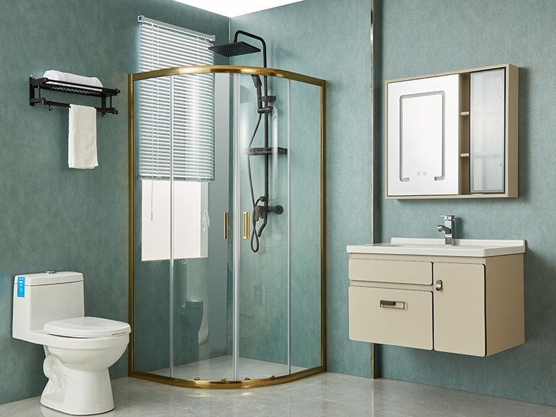 SE Sürgülü Duş Kabini, Şeffaf Temperli Cam, Altın Alüminyum Profil, Çift Delikli Kulp, Tepsisiz SE Sürgülü Duş Kabini, Şeffaf Temperli Cam, Altın Alüminyum Profil, Çift Delikli Kulp, Tepsisiz
