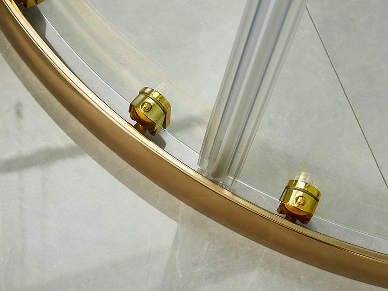 SE Sürgülü Duş Kabini, Şeffaf Temperli Cam, Altın Alüminyum Profil, Çift Delikli Kulp, Tepsisiz SE Sürgülü Duş Kabini, Şeffaf Temperli Cam, Altın Alüminyum Profil, Çift Delikli Kulp, Tepsisiz