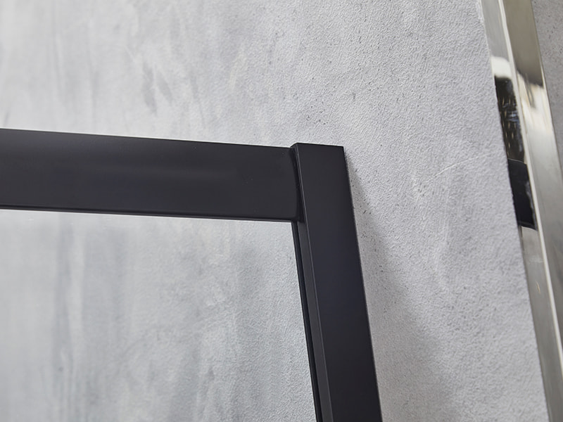 SE Sürgülü Duş Kabini, Şeffaf Temperli Cam, Siyah Alüminyum Profil, Çift Delikli Kulp, Tepsisiz SE Sürgülü Duş Kabini, Şeffaf Temperli Cam, Siyah Alüminyum Profil, Çift Delikli Kulp, Tepsisiz