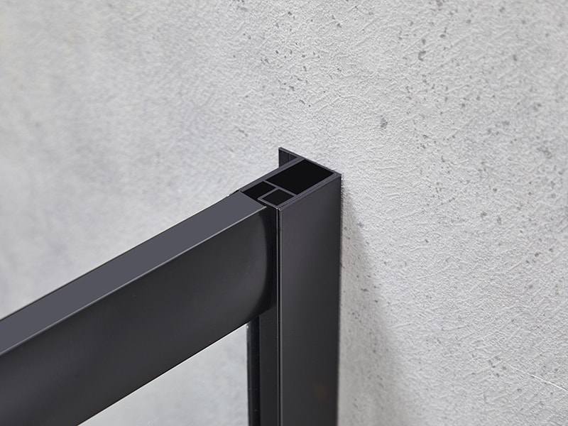 SE Sürgülü Duş Kabini, Şeffaf Temperli Cam, Siyah Alüminyum Profil, Çift Delikli Kulp, Tepsisiz SE Sürgülü Duş Kabini, Şeffaf Temperli Cam, Siyah Alüminyum Profil, Çift Delikli Kulp, Tepsisiz